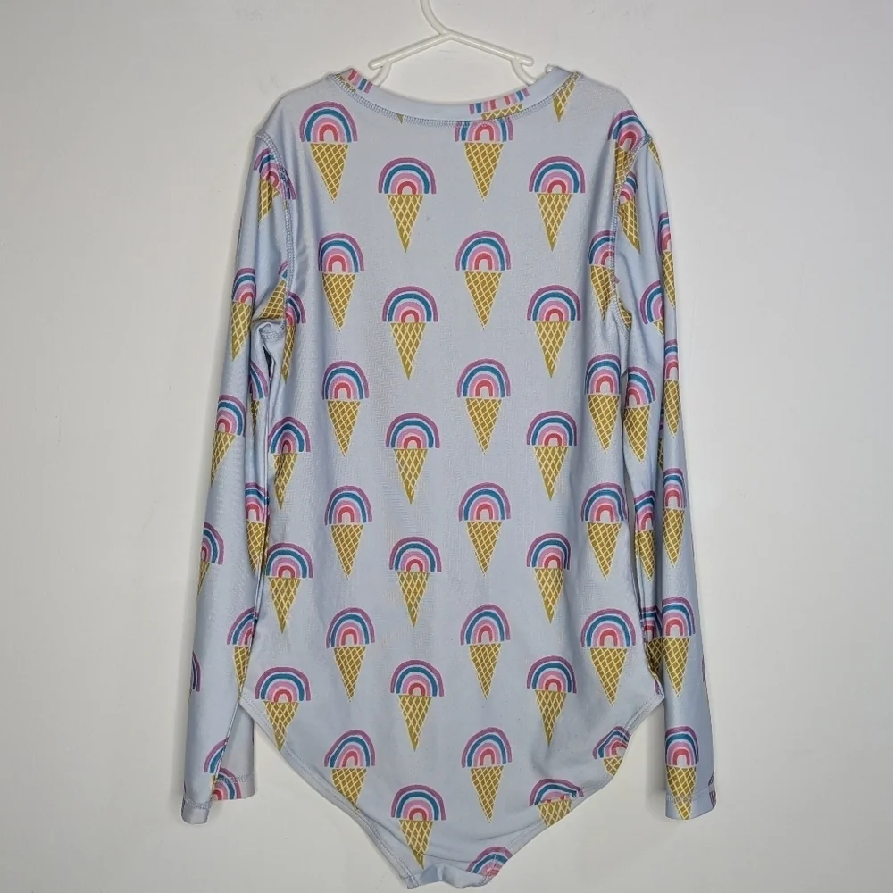 Tea Collection Blue Pink Rainbow Ice Cream Cone Long Sleeve Swimsuit 16